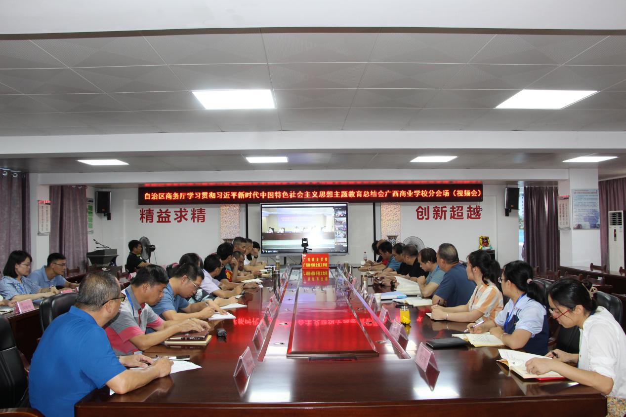 广西商校参加自治区商务厅学习贯彻习近平新时代中国特色社会主义思想主题教育总结视频会