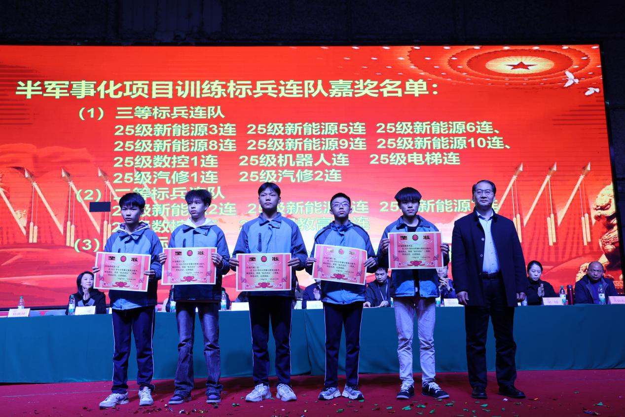 7.学校党委副书记、纪委书记、副校长农安航为获二等标兵连队的班级颁奖