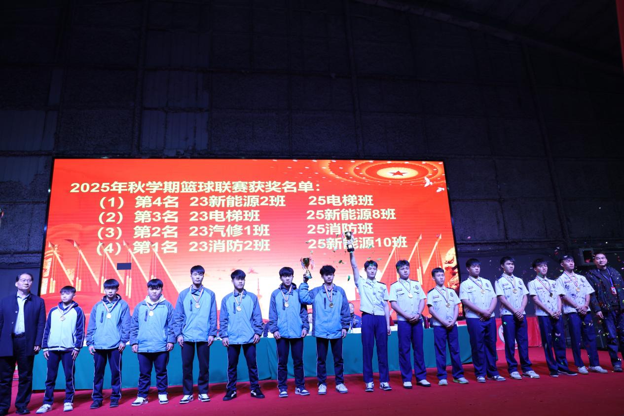 9.学校党委副书记、纪委书记、副校长农安航及副校长黄强新共同为23级、25级获篮球赛冠军的班级颁奖