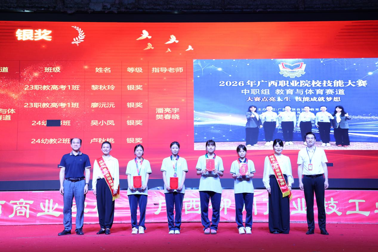 5.黄强新副校长、吕志宁校长助理共同为获银奖的团队及指导老师颁奖7