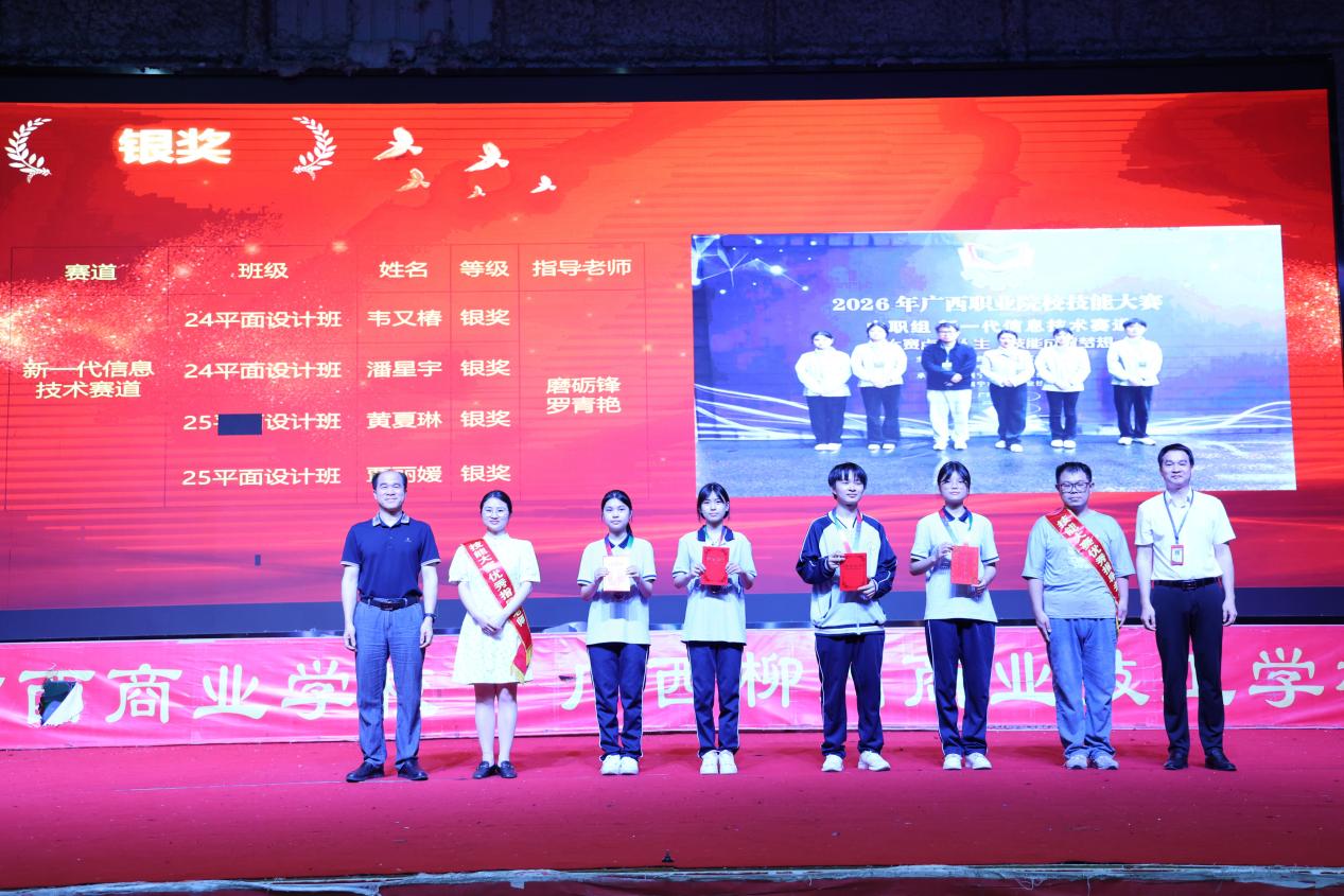 5.黄强新副校长、吕志宁校长助理共同为获银奖的团队及指导老师颁奖8