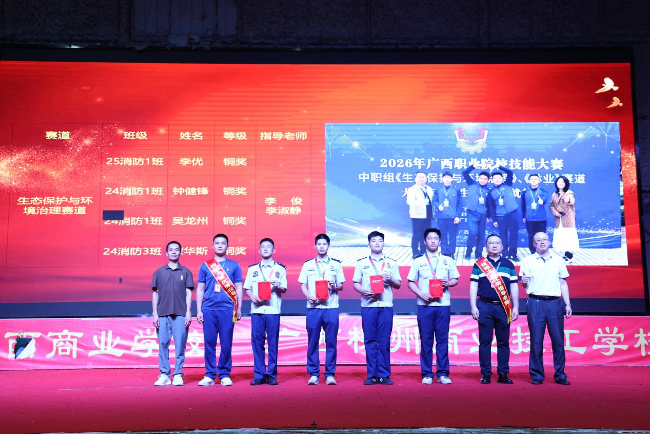 6.杨林钟、吴祖强校长助理共同为获铜奖的团队及指导老师颁奖4