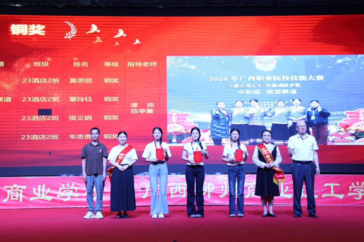 6.杨林钟、吴祖强校长助理共同为获铜奖的团队及指导老师颁奖5